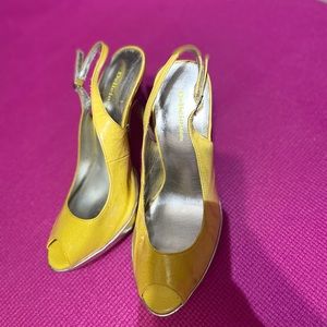 Yellow peek a boo heels